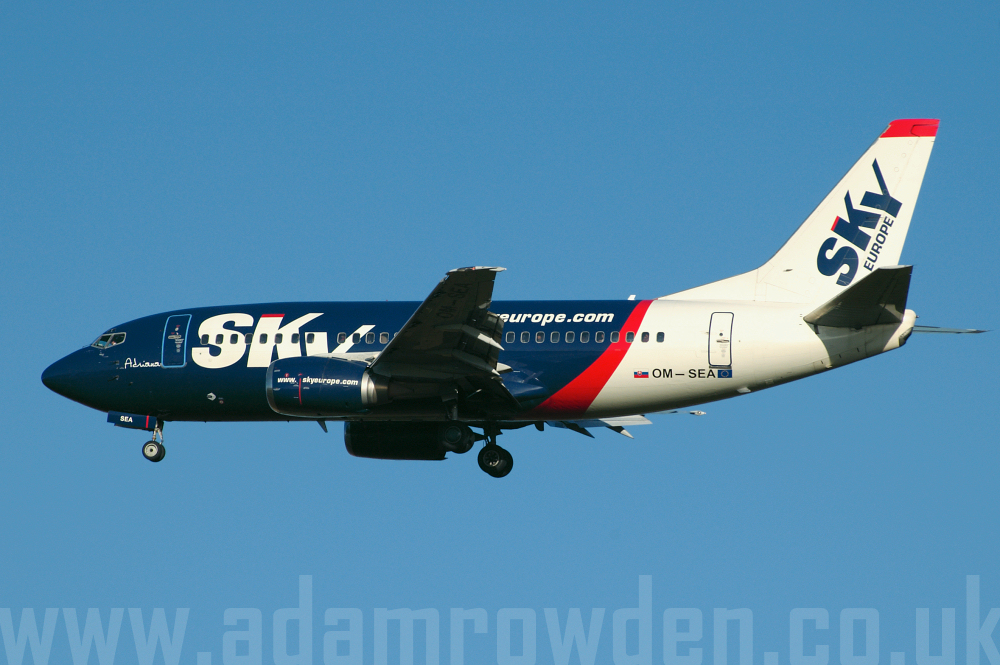 Photo of SkyEurope Airlines Boeing 737-5Y0 OM-SEA (cn 25186/2236) at London Stansted Airport (STN) on 29th September 2005