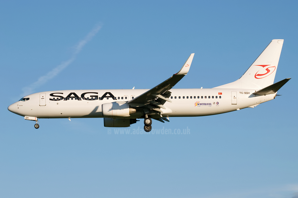 Photo of Saga Airlines Boeing 737-86J(W) TC-SGH (cn 28068/036) at Newcastle Woolsington Airport (NCL) on 4th June 2009